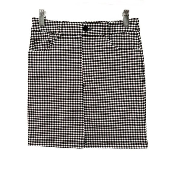 Forever 21 Dresses & Skirts - Forever 21 Womens Mini Skirt S Gingham Plaid Check Black White 90s Retro Stretch